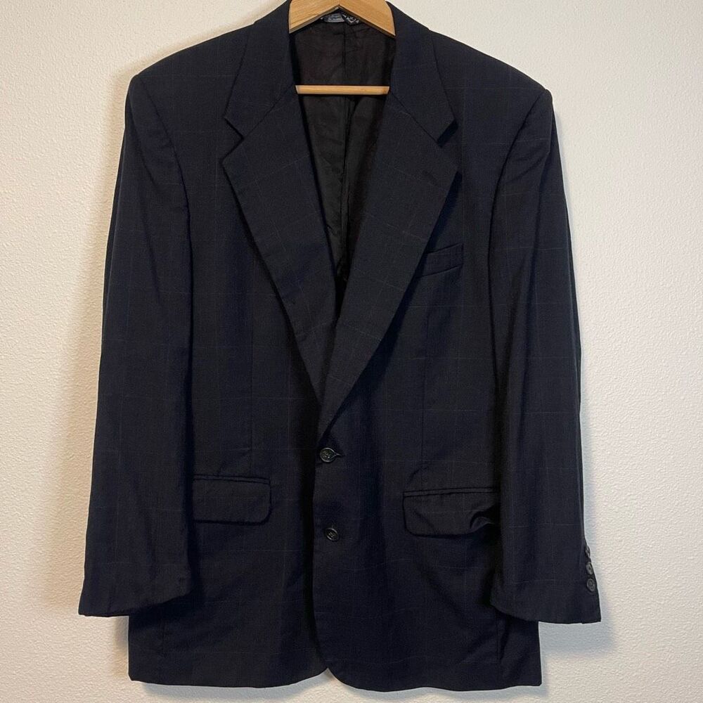 Christian Dior Monsieur Gray Plaid 2 Button Suit Jacket Size 44‎